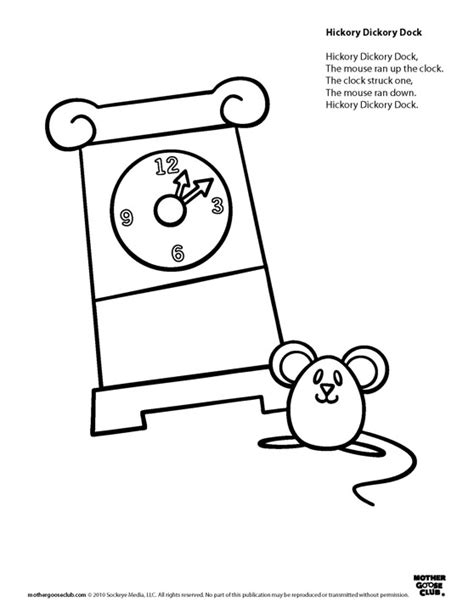 Best Images Of Hickory Dickory Dock Coloring Pages Printable Hickory Dickory Dock Coloring