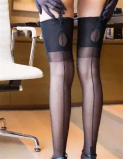 Fully Fashioned Seamed Stockings With Cuban Heels And Gem