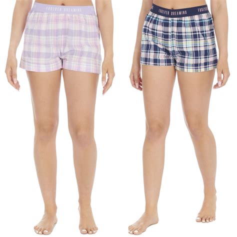 Ladies Check Pyjama Shorts Woven Lounge Short Pjs Bottoms Pants Ebay