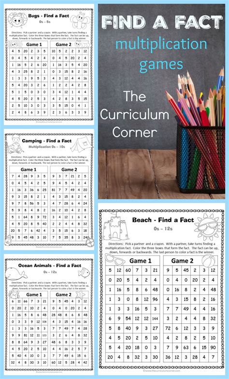 Find A Fact Multiplication Games The Curriculum Corner 123