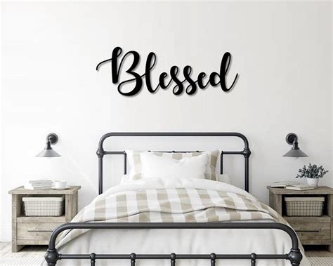 Blessed Script Metal Word Sign Rustic Metal Blessed Sign Etsy