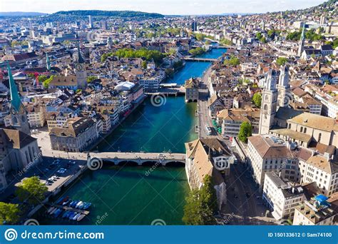 Aerial View Of Zurich City In Switzerland Stock Photo Image Of