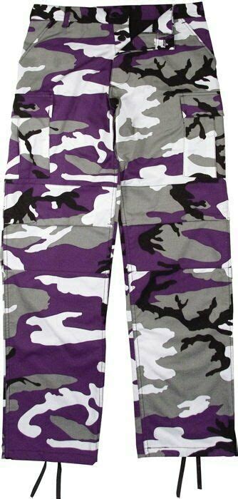 Mens Purple Camouflage Military Bdu Cargo Bottoms Fatigue Trouser Camo
