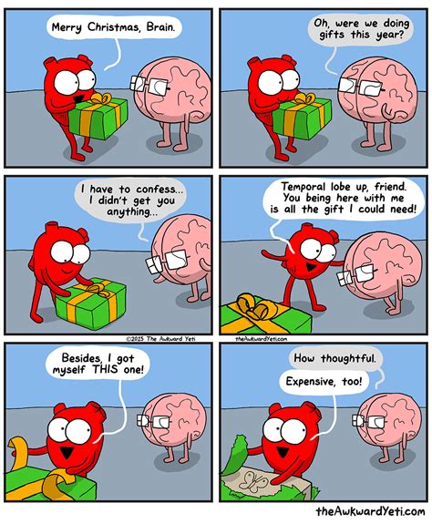 your presents alone is a t awkward yeti heart and brain comic heart vs brain