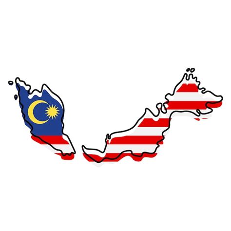 Premium Vector Stylized Outline Map Of Malaysia With National Flag