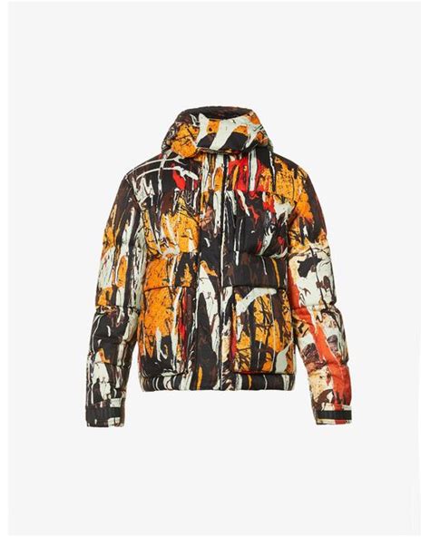 Amiri Synthetic Splatter Shell Down Puffer Jacket In Orange For Men Lyst
