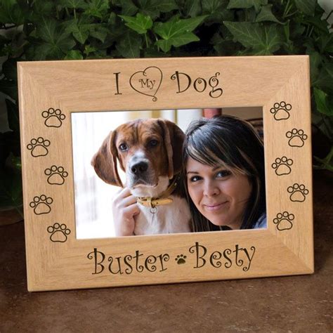 I Love My Dog Custom Engraved Wood Picture Frame Great Etsy Dog