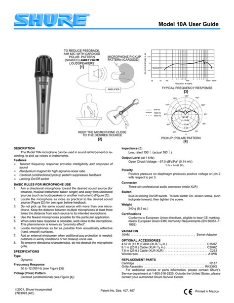Shure 10a Microphone User Guide