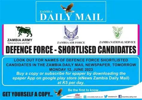 2023 Recruitment List For Zambia Army Zambia National Service And Zambia