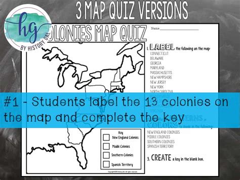 13 Colonies Map And Quiz Print And Digital By History Gal