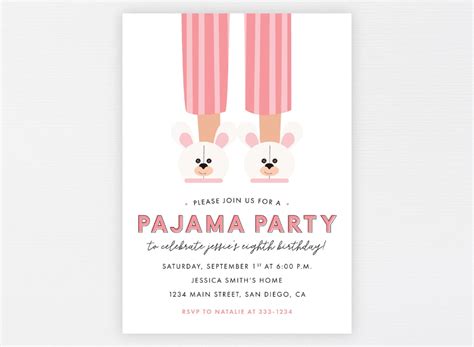 Pajama Party Invitation Modern Sleepover Slumber Party Etsy Slumber