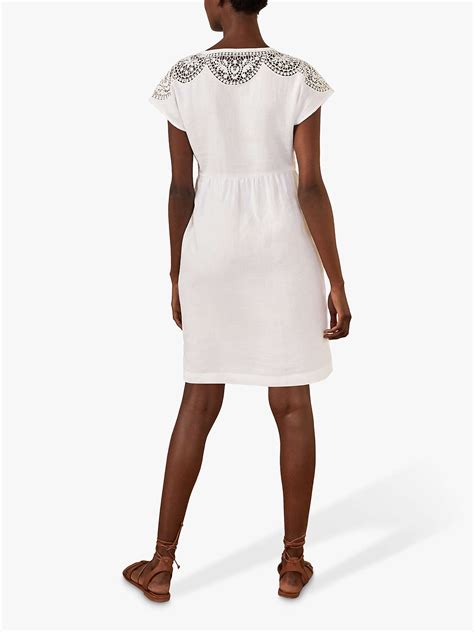 Boden Fleur Linen Embroidered Dress White At John Lewis And Partners