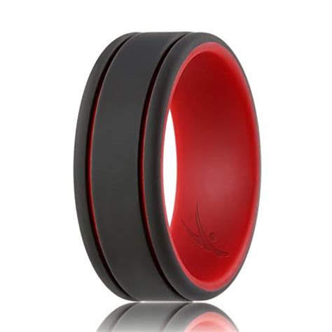 Roq Silicone Wedding Ring For Men Duo Collection Lines Style Single