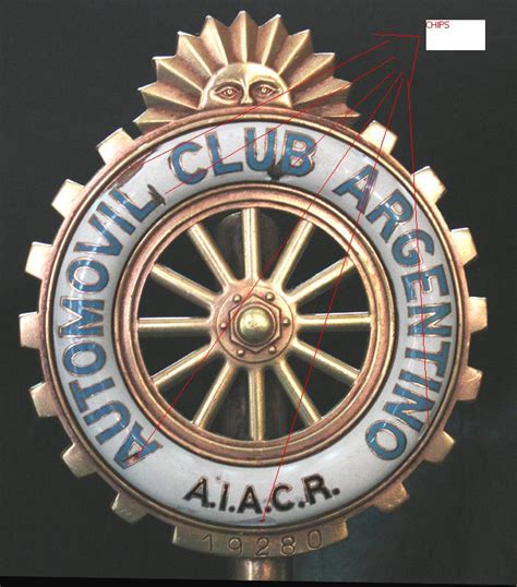 Automovil Club Argentino Old Car Mascot Emblem Badg For Sale