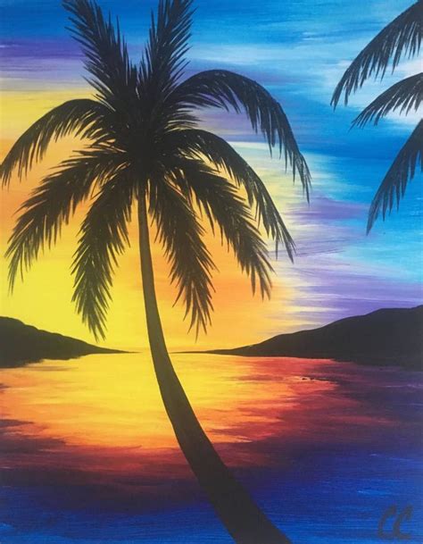Palm Trees In The Sunset Palm Tree Painting Sunset