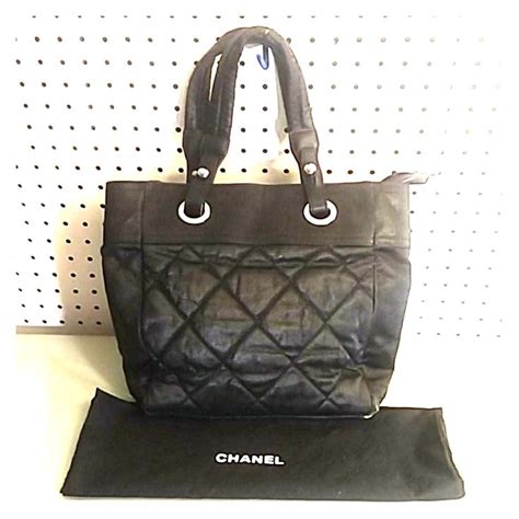 Authentic Chanel Quilted Hand Tote Bag Canvasl Chanel Tote Bag