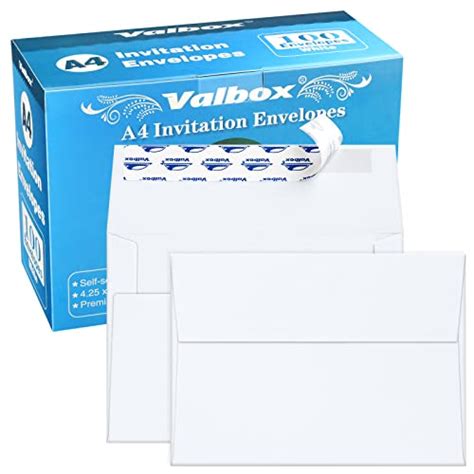 Valbox A4 Photo Envelopes 100 Qty 4 X 6 White Kraft Paper Envelopes
