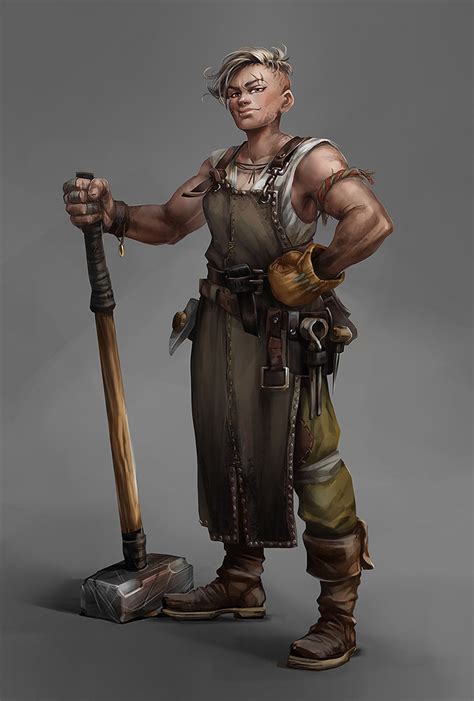 Blacksmith Girl By Avetino Character Portraits Dungeons And Dragons Characters Concept Art