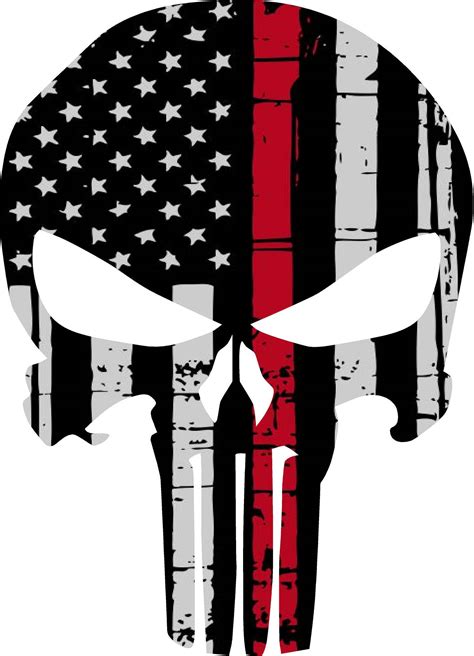Punisher Skull American Flag Firefighter Red Line Decal Etsy