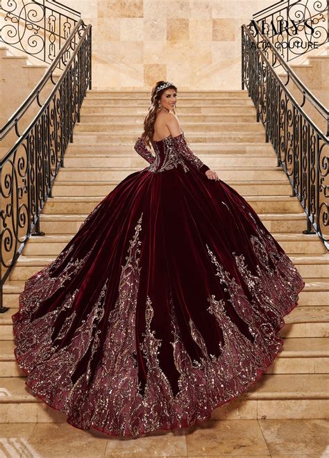 Strapless Velvet Quinceanera Dress By Alta Couture Mq3051 Robe