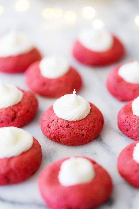 Delicious Red Velvet Thumbprint Cookies Filled With Vanilla Buttercream