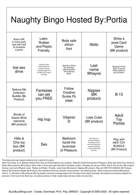 Naughty Bingo Cards To Download Print And Customize