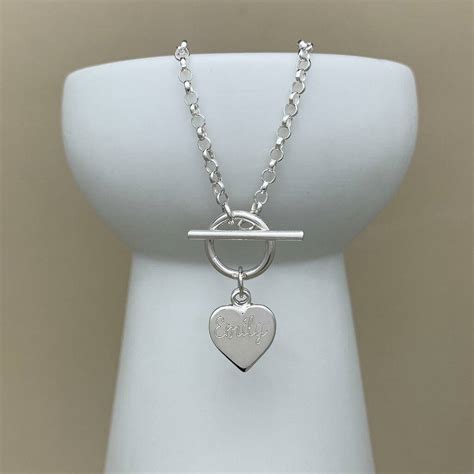 Engraved Sterling Silver Double Heart Charm Necklace By Nest Gifts