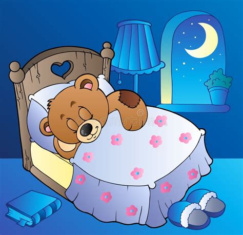 Sleeping Teddy Bear In Bedroom Stock Vector Illustration Of Dreaming