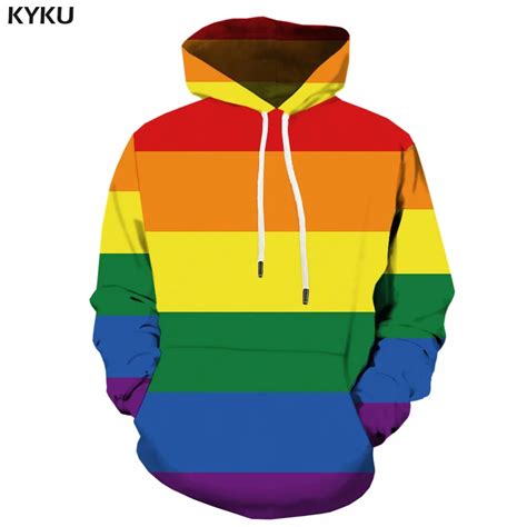 Kyku Rainbow Hoodie Legitimate Gay Hoodies Men 3d Long Sweatshirt