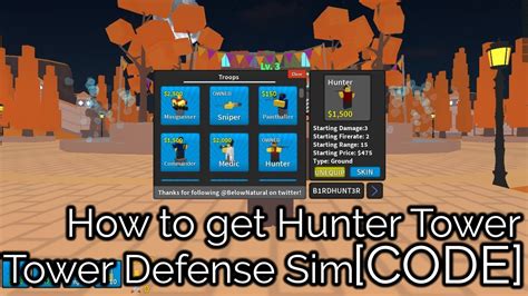 All of them are verified and tested today! CODE How to get Hunter Tower|Tower Defense Simulator ...
