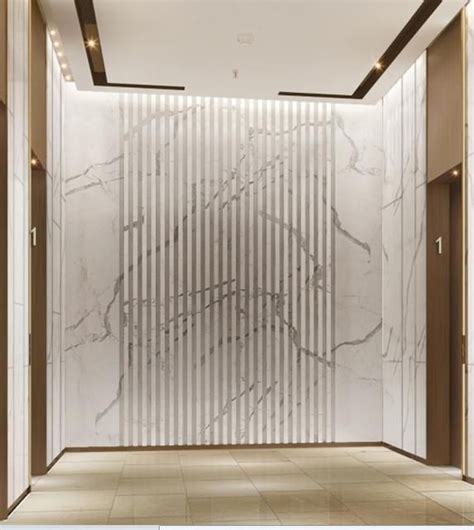 Elegant Textured Marble Wall At Lift Lobby Wall Cladding Designs