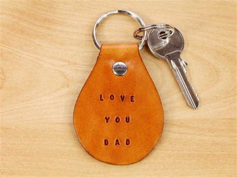 dad leather keychain handmade love you dad keychain t for etsy dad keychain leather