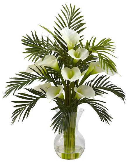 Faux Calla Lily Palm In Water With Vase In Colors Inches Altar