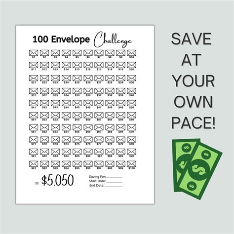 100 Envelope Savings Challenge Free Printable Printable Templates