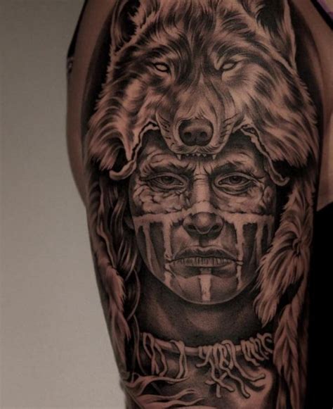 Wolf With Indian Headdress Tattoo Galeri Kata