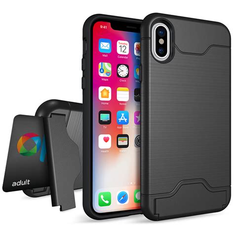 Dual Armour Tough Case And Card Holder Apple Iphone Xs Black