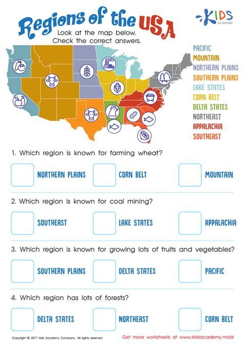 Five Regions Of The United States Worksheets Free