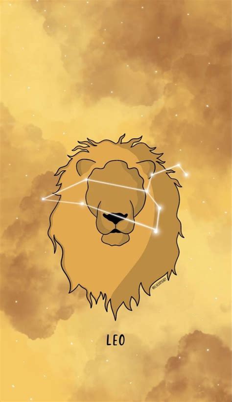 The Leo Zodiac Sign Is Depicted On A Yellow Background With Clouds And