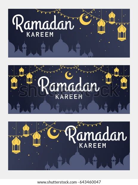 Vector Set Ramadan Kareem Horizontal Banner Stock Vector Royalty Free