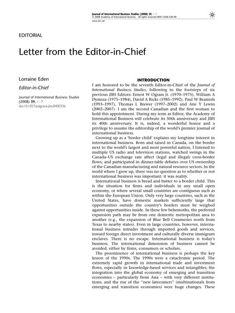 Pdf Letter From The Editor In Chief