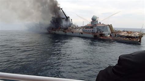 First Pics Of Russias Flagship Moskva Sinking In Flames As Sailors Had