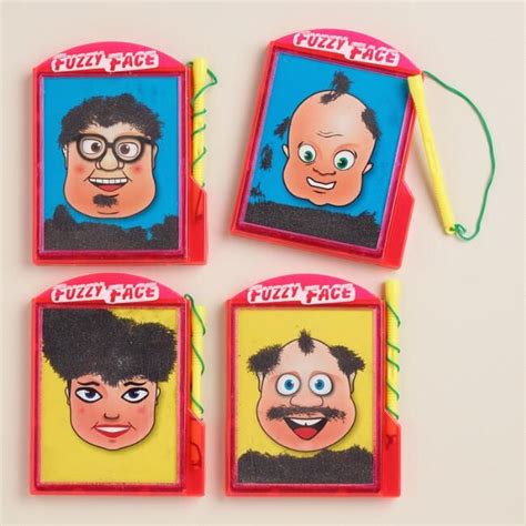 Magnetic Fuzzy Face Set Of 4 V1 Retro Toys White Elephant Ts