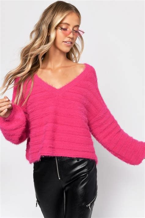Pin By Stacy💋 ️💋 Peak On Clothing Hot Pink Sweaters In 2020 Hot Pink Sweater Sweaters Fashion