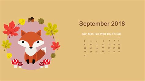Cute Desktop September 2018 Calendar Calendar Wallpaper Kids
