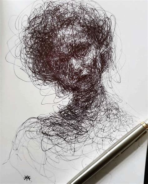 This Self Taught Artist Draws Female Portraits Entirely By Scribbling