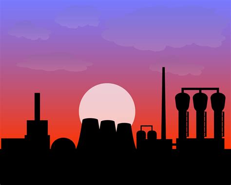 processing plant the evening time sunset 14398989 Vector Art at Vecteezy