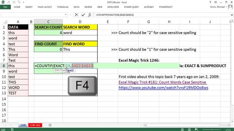 Excel Magic Trick 1246 Counting With Case Sensitive Criteria Exact