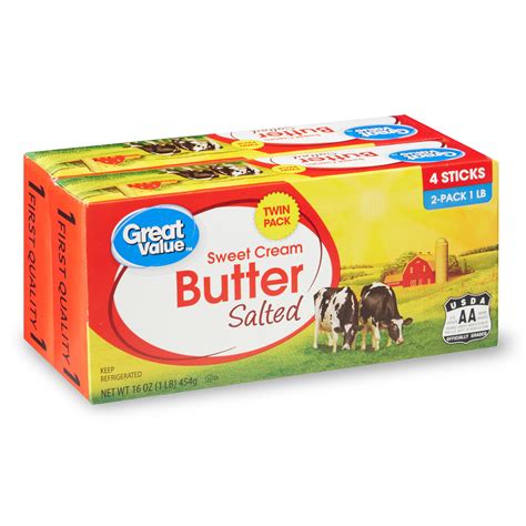 Great Value Salted Sweet Cream Butter 16 Oz 4 Sticks 2 Pack