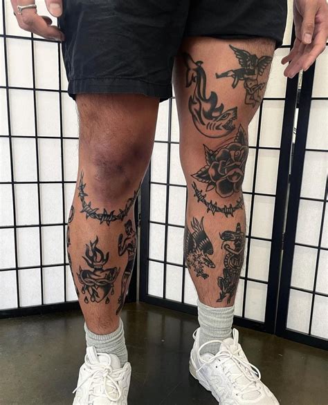 Mens Traditional Thigh Tattoo Photos