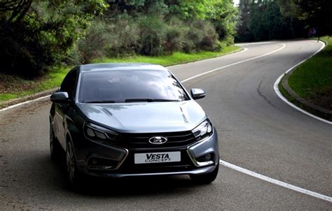 Обои седан вид сзади Lada Лада 2018 Sport Vesta Веста АвтоВАЗ